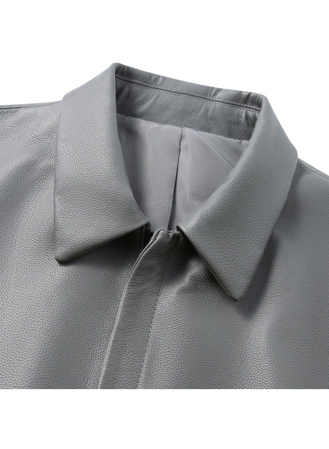 Fapai Spring And Autumn Durable Casual Lapel Men's Genuine Leather Jacket Simple Coat Men's Business Jacket - Image 4