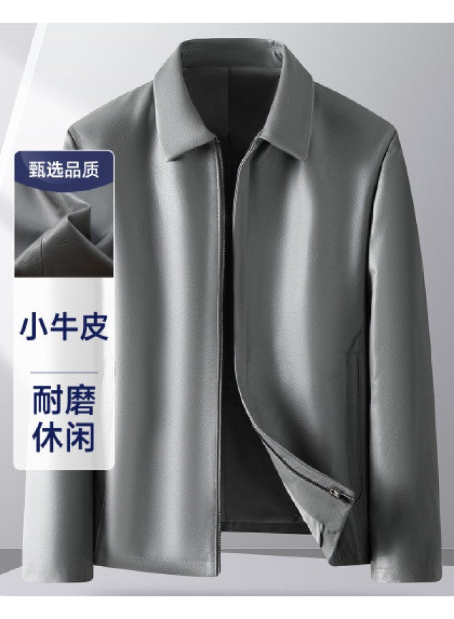 Fapai Spring And Autumn Durable Casual Lapel Men's Genuine Leather Jacket Simple Coat Men's Business Jacket - Image 1