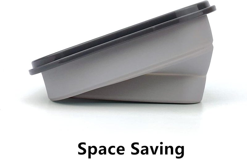 CARTINTS Collapsible Camping Bowl, Silicone Food Container with Lid, Space-Saving Camping Utensils for Kitchen and Outdoor, Microwave Safe 900ml - Image 4