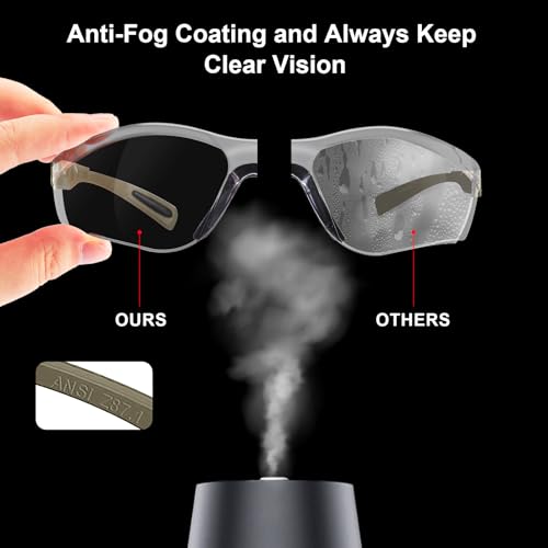 xaegistac Shooting Glasses Anti-fog Shooting Range Eye Protection, Adjustable Safety Glasses with Zipper Hard Case (khaki frame clear lens) - Image 4