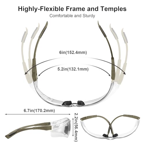 xaegistac Shooting Glasses Anti-fog Shooting Range Eye Protection, Adjustable Safety Glasses with Zipper Hard Case (khaki frame clear lens) - Image 2