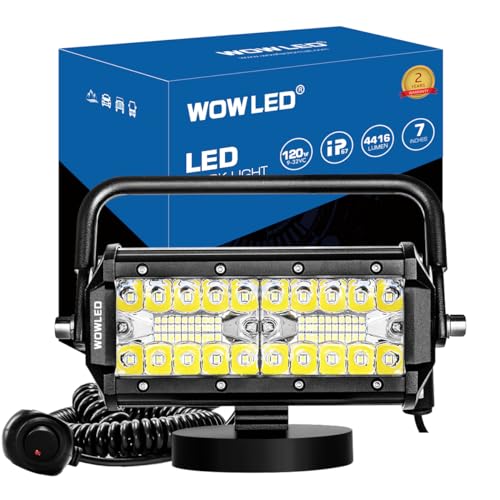 WFPOWER Magnetic LED Work Light Bar, 48W LED Combo Beam Light Pod with Magnetic Base Mount, Portable LED Light Flood and Spot for Camping Car SUV Boat Bar Truck Driving Lamp Fog Lights - Image 1