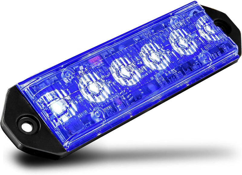 LAMPHUS PlanarFlash 6W Blue LED Surface Mount Police Grill Strobe Warning Lights [SAE Class 1] 12V Ultra Slim Flat Grille Flashing Emergency Fire Lights for Volunteer Firefighter EMS Vehicle Car - Image 1