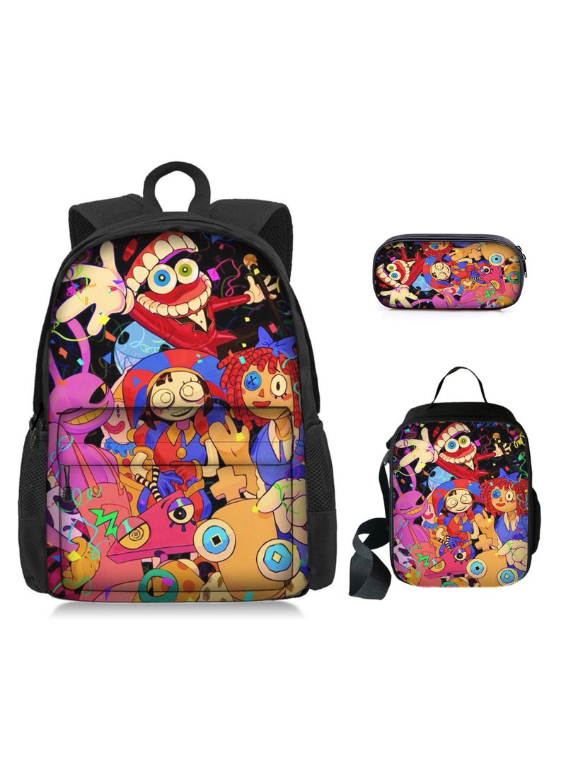 73Hours 3 Pcs Anime The Amazing Digital Circus Backpack Set School Bag - Image 1