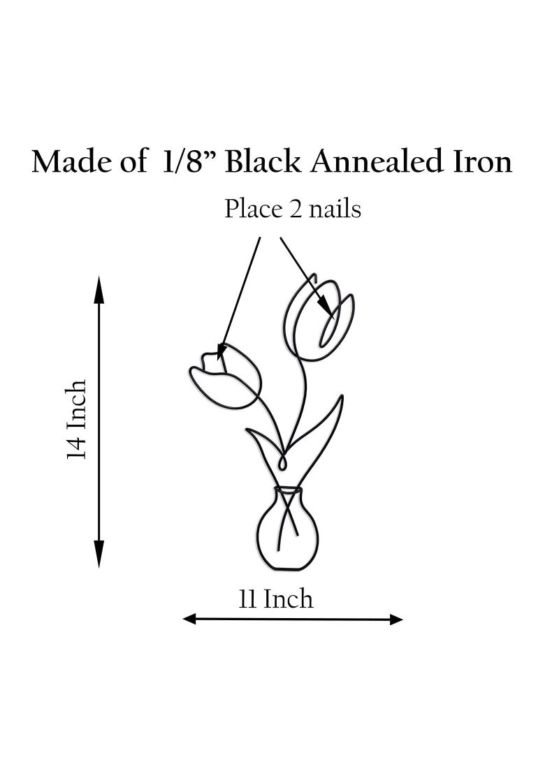 Metal Flower Wall Decor, KASTWAVE | Boho Art Minimalist Plant Decor Bedroom u0026 Living Room (Tulip) - Image 3