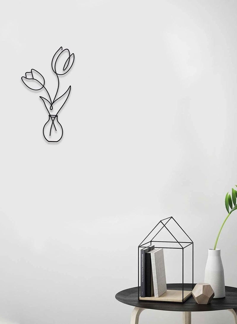 Metal Flower Wall Decor, KASTWAVE | Boho Art Minimalist Plant Decor Bedroom u0026 Living Room (Tulip) - Image 2