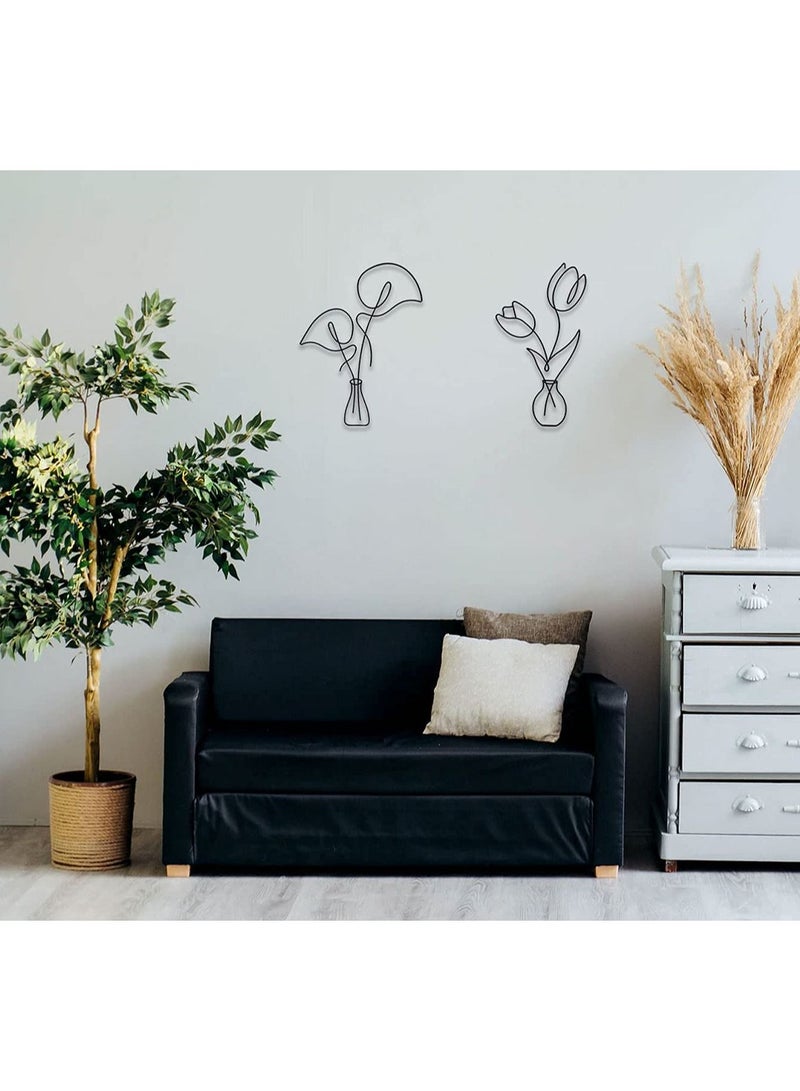 Metal Flower Wall Decor, KASTWAVE | Boho Art Minimalist Plant Decor Bedroom u0026 Living Room (Tulip) - Image 5