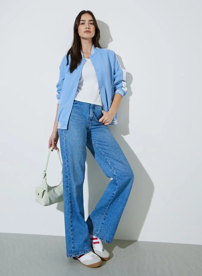 ستايلي Blue Regular Fit Bomber Jacket