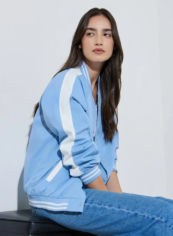 ستايلي Blue Regular Fit Bomber Jacket