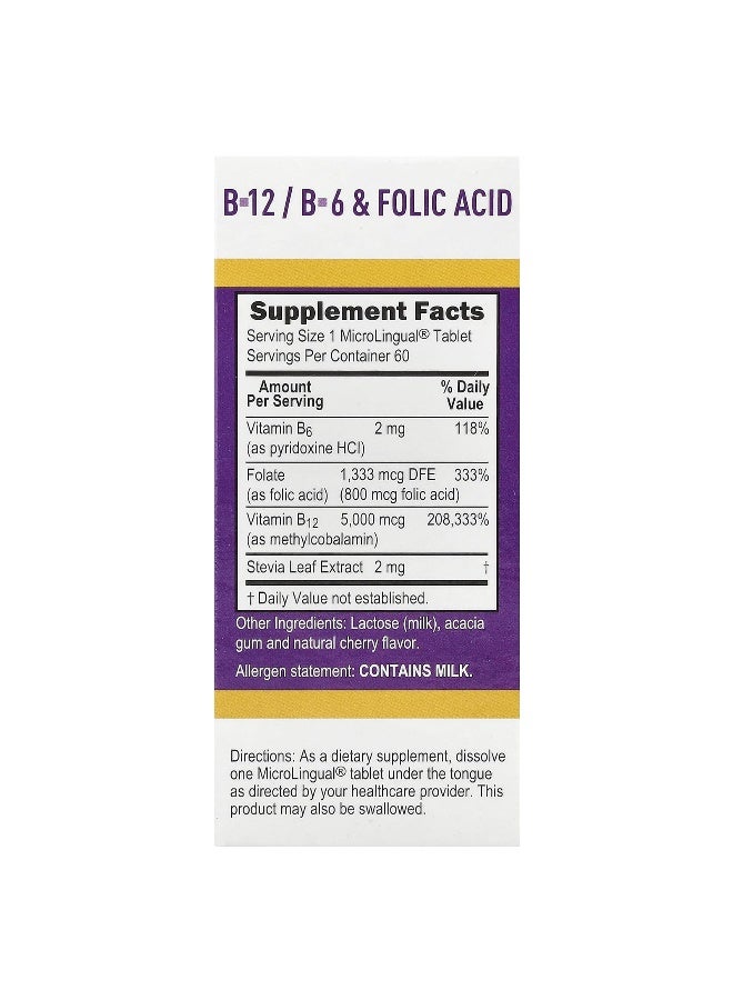 Superior Source, Methylcobalamin B-12, B-6 & Folic Acid, 60 MicroLingual® Instant Dissolve Tablets (Packaging may vary) - Image 2