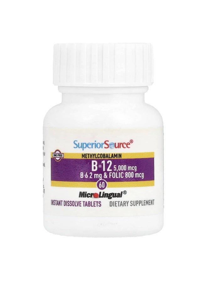 Superior Source, Methylcobalamin B-12, B-6 & Folic Acid, 60 MicroLingual® Instant Dissolve Tablets (Packaging may vary) - Image 3