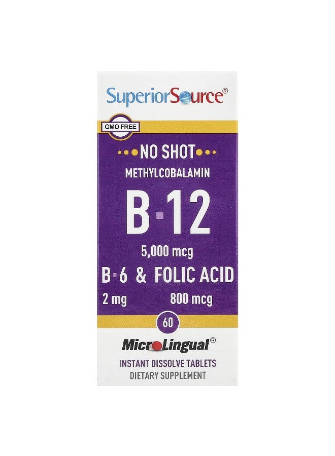 Superior Source, Methylcobalamin B-12, B-6 & Folic Acid, 60 MicroLingual® Instant Dissolve Tablets (Packaging may vary) - Image 1