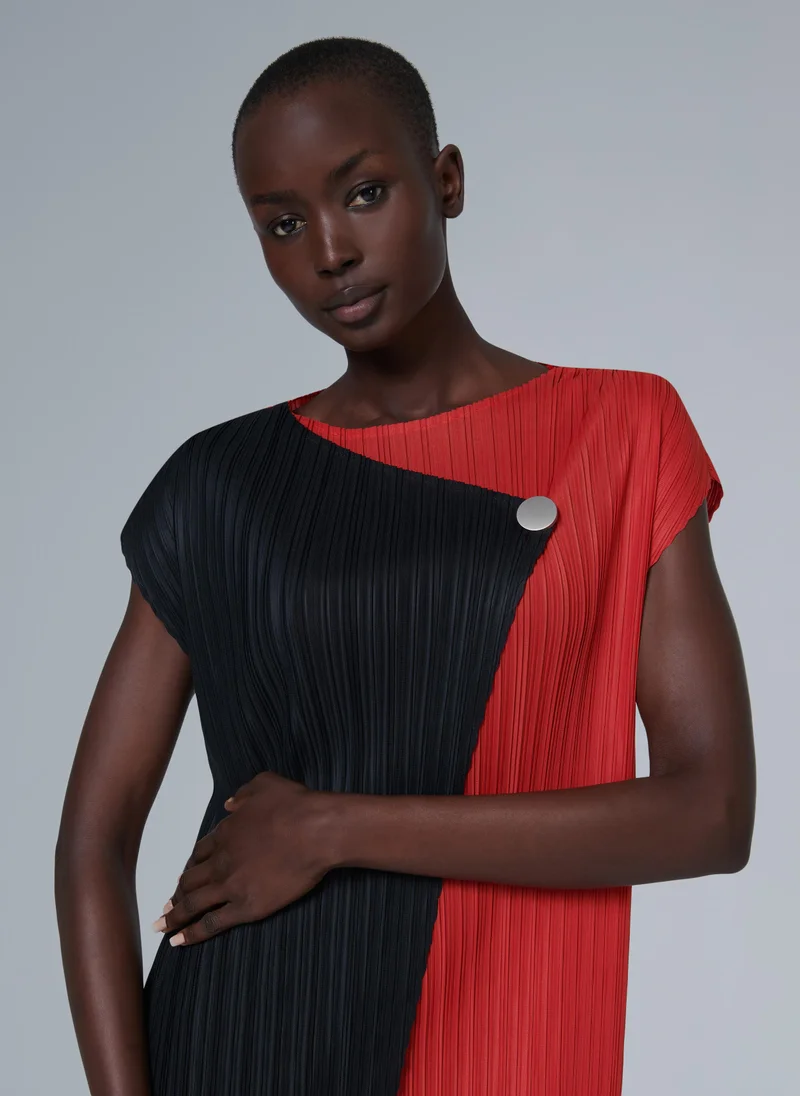 Leem  Colour-Block Plisse Dress for Women | Best Price UAE