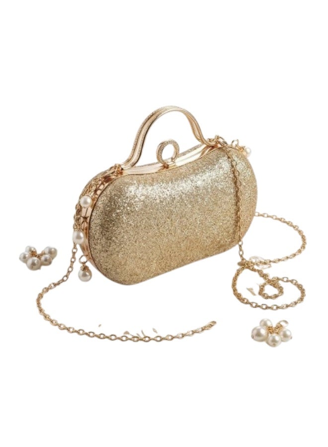 Luxury Evening Clutch Bag - Gold Crystal Claw-Shaped Design with Top Handle and Pearl Accents - Exceptional Elegance for Every Occasion. Size: 20*10 cm - Image 1