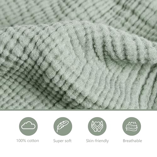 Coreeky 2 Pack Muslin Nursing Cover for Breastfeeding, Soft & Breathable 100% Cotton Breastfeeding Cover up with Adjustable Neck Strap, Multi-use Nursing Apron & Baby Carseat Canopy (Green) - Image 2