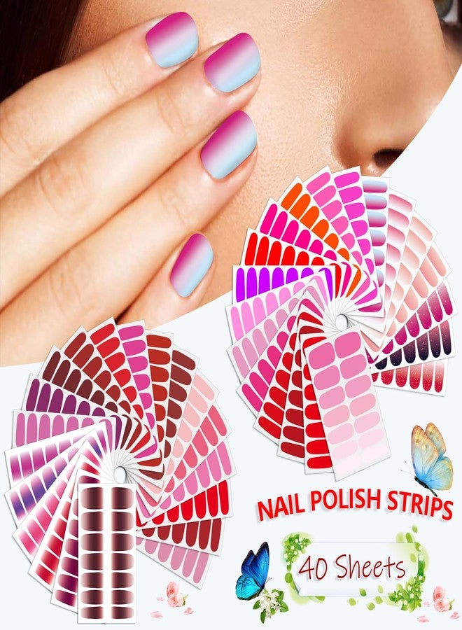 SILPECWEE 560 Pieces Red&Pink Nail Wraps for Women Solid Color Nail Polish Stickers Stick on Nail Polish Strips Gel Nail Strips Self Adhesive Fingernail Manicure Sticker Nails with Nail File - Image 2