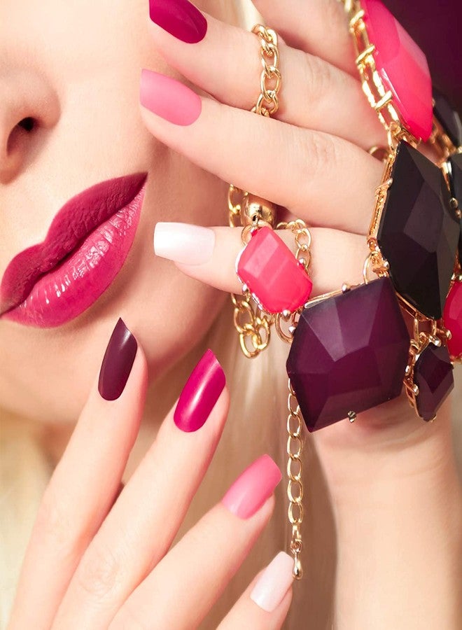 SILPECWEE 560 Pieces Red&Pink Nail Wraps for Women Solid Color Nail Polish Stickers Stick on Nail Polish Strips Gel Nail Strips Self Adhesive Fingernail Manicure Sticker Nails with Nail File - Image 3