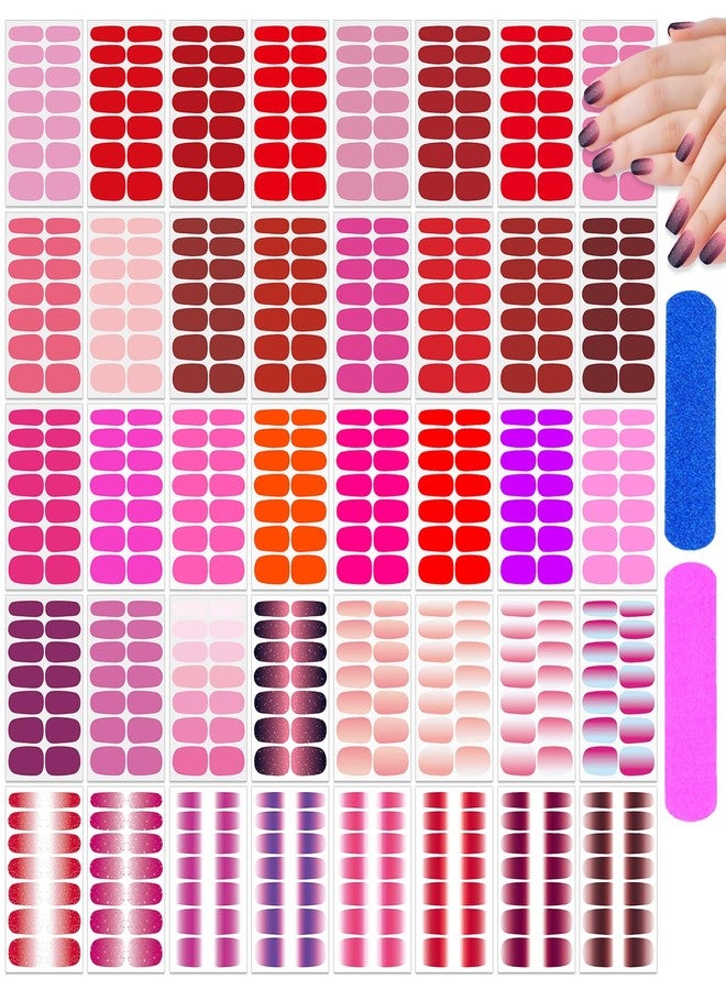SILPECWEE 560 Pieces Red&Pink Nail Wraps for Women Solid Color Nail Polish Stickers Stick on Nail Polish Strips Gel Nail Strips Self Adhesive Fingernail Manicure Sticker Nails with Nail File - Image 1