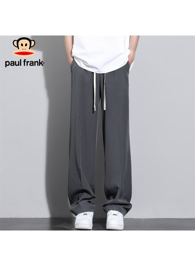 Paul Frank Paul Frank Men's Spring Casual Pants Men's Loose Straight Wide Leg Pants Trendy High Street Men's Pants Grey 3xl  - Image 3