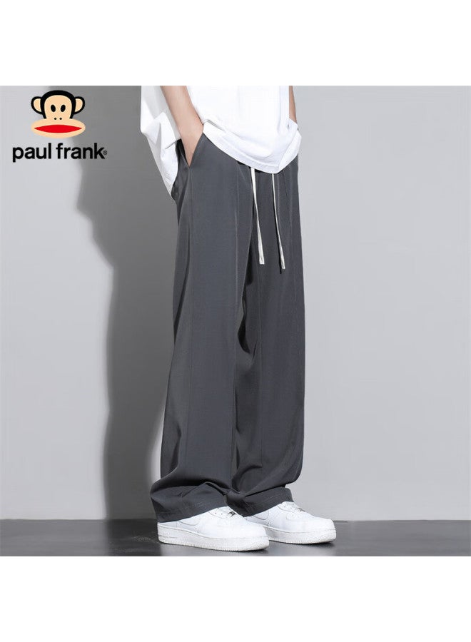 Paul Frank Paul Frank Men's Spring Casual Pants Men's Loose Straight Wide Leg Pants Trendy High Street Men's Pants Grey 3xl  - Image 2