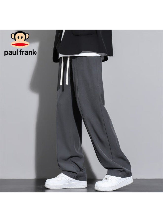 Paul Frank Paul Frank Men's Spring Casual Pants Men's Loose Straight Wide Leg Pants Trendy High Street Men's Pants Grey 3xl  - Image 4