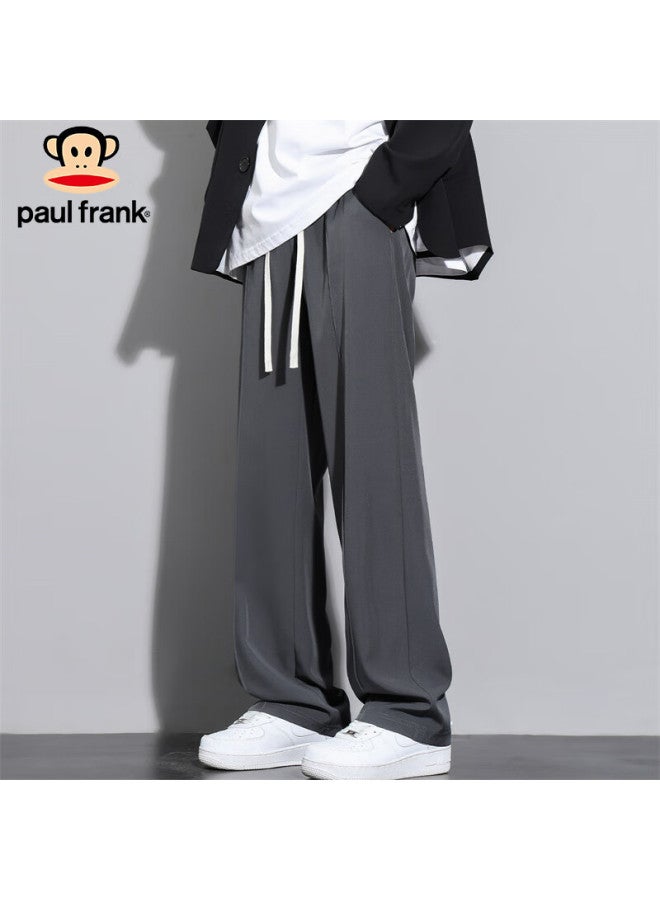 Paul Frank Paul Frank Men's Spring Casual Pants Men's Loose Straight Wide Leg Pants Trendy High Street Men's Pants Grey 3xl  - Image 5