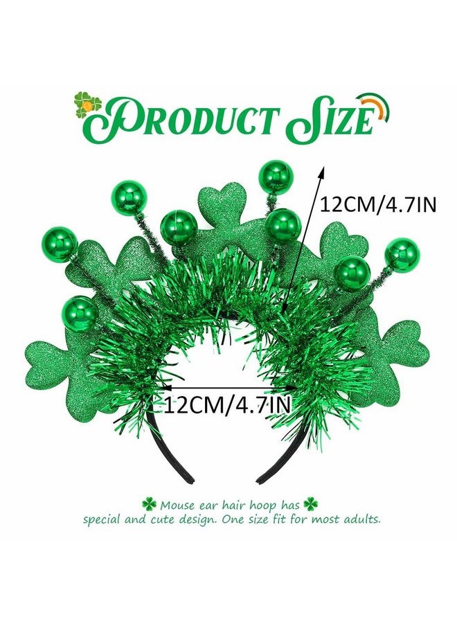 Catery Catery St Patrick's Day Headband Light Up Green Shamrock Hair Band Ball Irish Headwear Costume Accessories for Women and Girls  - Image 2