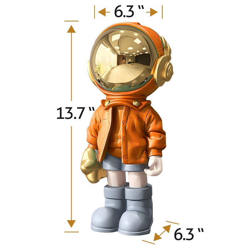 Dosker Astronaut Statues Spaceman Sculpture Polyresin Arts Gifts Orange Figurine Ornament Room Decor for Men Home and Crafts Desktop Accessories Tabletop Decoration  Living Room  Office  Bookshelf - Image 5