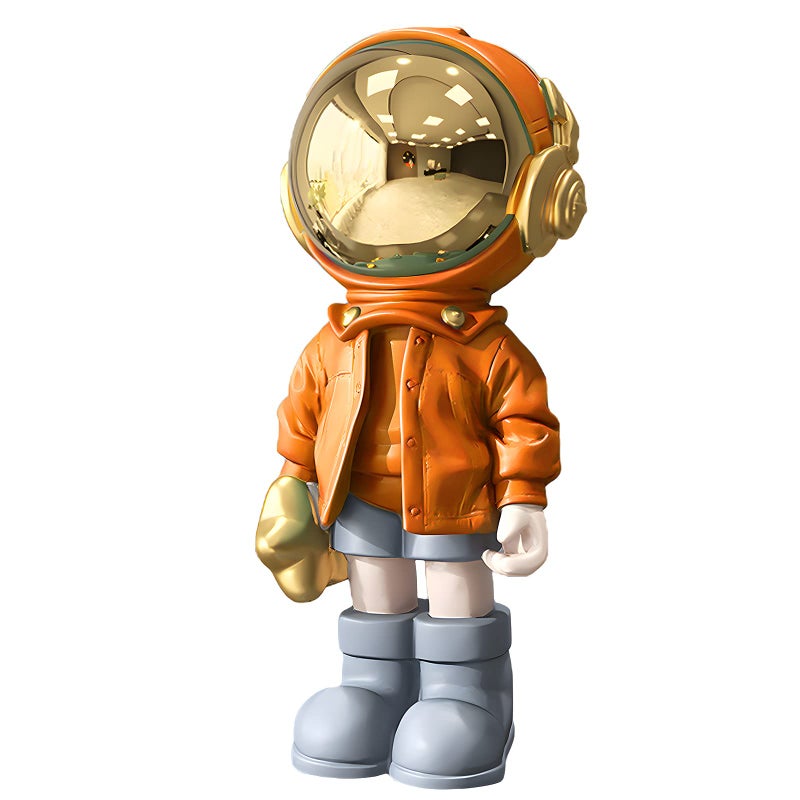 Dosker Astronaut Statues Spaceman Sculpture Polyresin Arts Gifts Orange Figurine Ornament Room Decor for Men Home and Crafts Desktop Accessories Tabletop Decoration  Living Room  Office  Bookshelf - Image 1