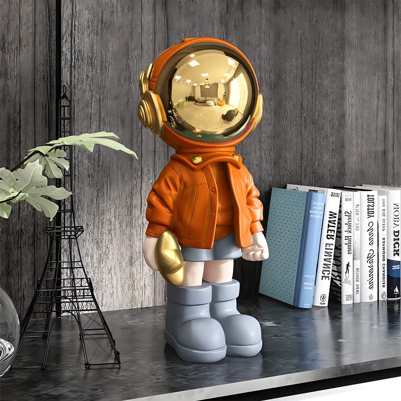 Dosker Astronaut Statues Spaceman Sculpture Polyresin Arts Gifts Orange Figurine Ornament Room Decor for Men Home and Crafts Desktop Accessories Tabletop Decoration  Living Room  Office  Bookshelf - Image 4