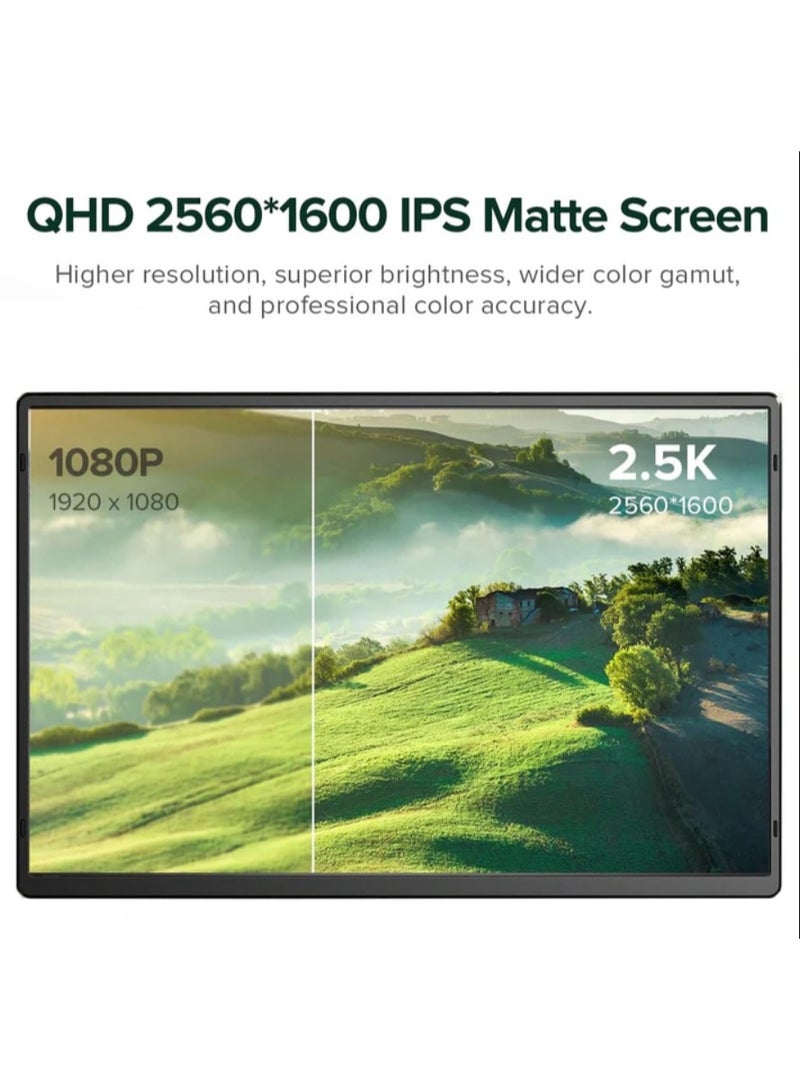 ڤي2كوم شاشة محمولة V2COM 2K N3 Pro بحجم 16 بوصة IPS عرض QHD 2560×1600 USB-C و HDMI شاشة خارجية فائقة النحافة للابتوب، الكمبيوتر والألعاب - Image 2