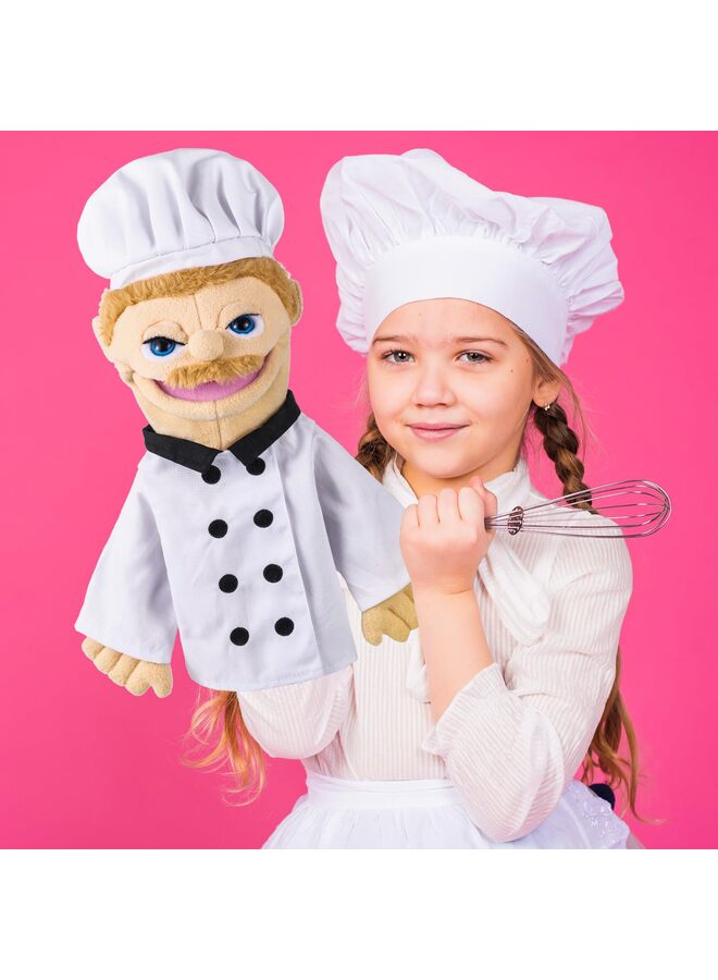 دمى يدوية للعب الأدوار، ألعاب يدوية محشوة، دمى للأطفال بفم متحرك، سرد القصص، اللعب التخيلي، التدريس لمرحلة ما قبل المدرسة (الطاهي) - Image 5