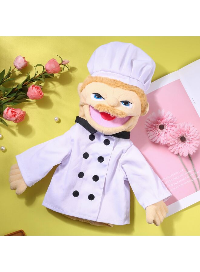 دمى يدوية للعب الأدوار، ألعاب يدوية محشوة، دمى للأطفال بفم متحرك، سرد القصص، اللعب التخيلي، التدريس لمرحلة ما قبل المدرسة (الطاهي) - Image 4