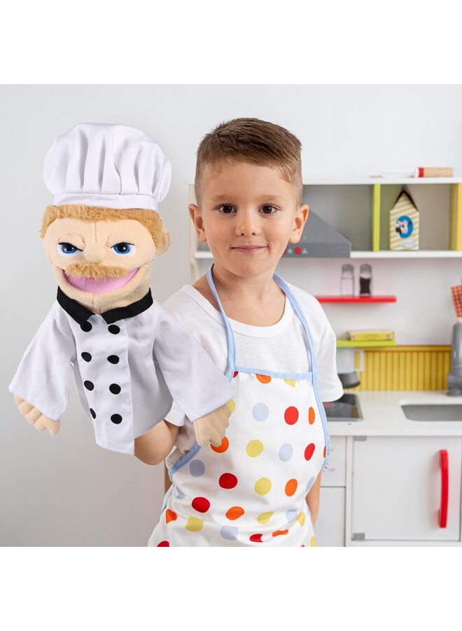 دمى يدوية للعب الأدوار، ألعاب يدوية محشوة، دمى للأطفال بفم متحرك، سرد القصص، اللعب التخيلي، التدريس لمرحلة ما قبل المدرسة (الطاهي) - Image 3