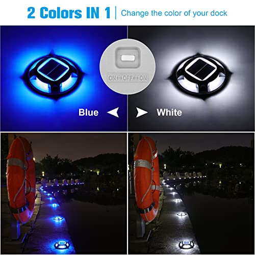 VOLISUN Solar Driveway Lights Dock Marine Lights 16 Pack,2 Colors in 1,Outdoor LED Deck Light,Solar Powered Waterproof Warning Step Light for Driveway Sidewalk Pathway (Blue/White) - Image 2