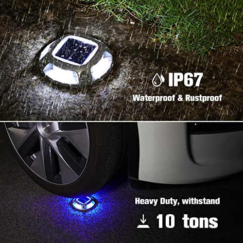 VOLISUN Solar Driveway Lights Dock Marine Lights 16 Pack,2 Colors in 1,Outdoor LED Deck Light,Solar Powered Waterproof Warning Step Light for Driveway Sidewalk Pathway (Blue/White) - Image 4