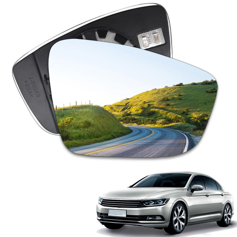 زجاج مرآة جانبية مدفأ للركاب متوافق مع فولكس فاجن VW باسات جيتا بيتل 2011 2012 2013 2014 2015 2016 2017 2018 مع حامل خلفي