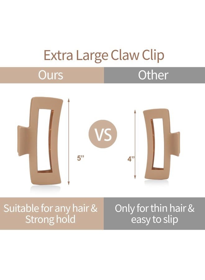 Glaudmeiss 6 PCS 5 Inch Extra Large Claw Clips, Big Hair Clips for Thick Long Curly Hair, Durable Matte Strong Hold Hair Claw Clips, Non-slip Square Hair Clips for Women, Red Color - Image 2