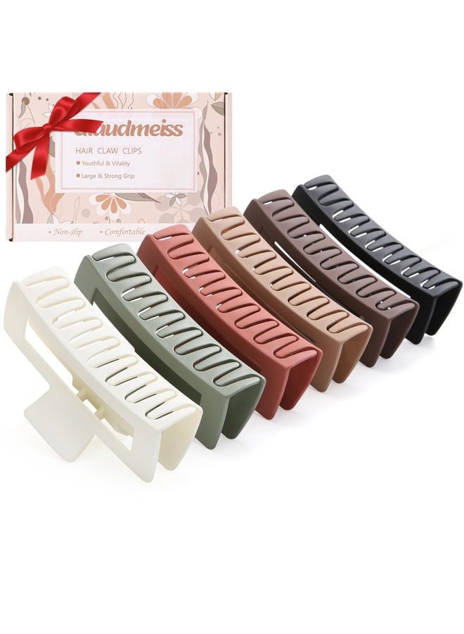 Glaudmeiss 6 PCS 5 Inch Extra Large Claw Clips, Big Hair Clips for Thick Long Curly Hair, Durable Matte Strong Hold Hair Claw Clips, Non-slip Square Hair Clips for Women, Red Color - Image 1