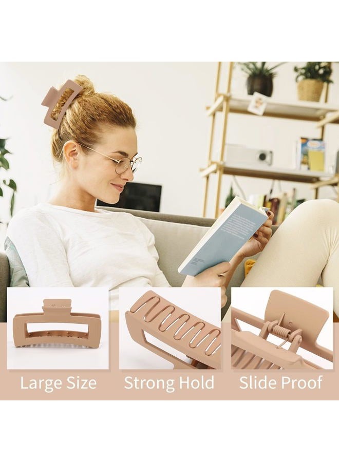 Glaudmeiss 6 PCS 5 Inch Extra Large Claw Clips, Big Hair Clips for Thick Long Curly Hair, Durable Matte Strong Hold Hair Claw Clips, Non-slip Square Hair Clips for Women, Red Color - Image 3
