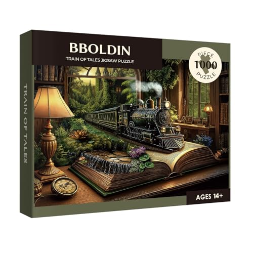 BBOLDIN Train Fantasy Forest Puzzle 1000 Pieces for Adults Magic Book Vintage Castle Jigsaw Puzzles Nature Plant Tree Bookshelf Puzzles - Image 5