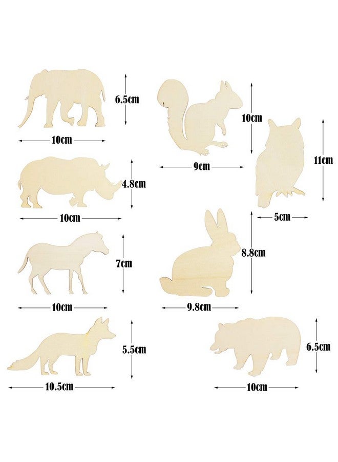 Newbested 48 Pack Unfinished Wooden Woodland Forest Animal Life Cutouts,Bear,Fox,Elephant,Rabbit,Squirrel,Horse,Rhinoceros,Owl Shapes Model For Home Decor Ornament,Diy Craft Art Project(6 Pcs/Shape) - Image 1