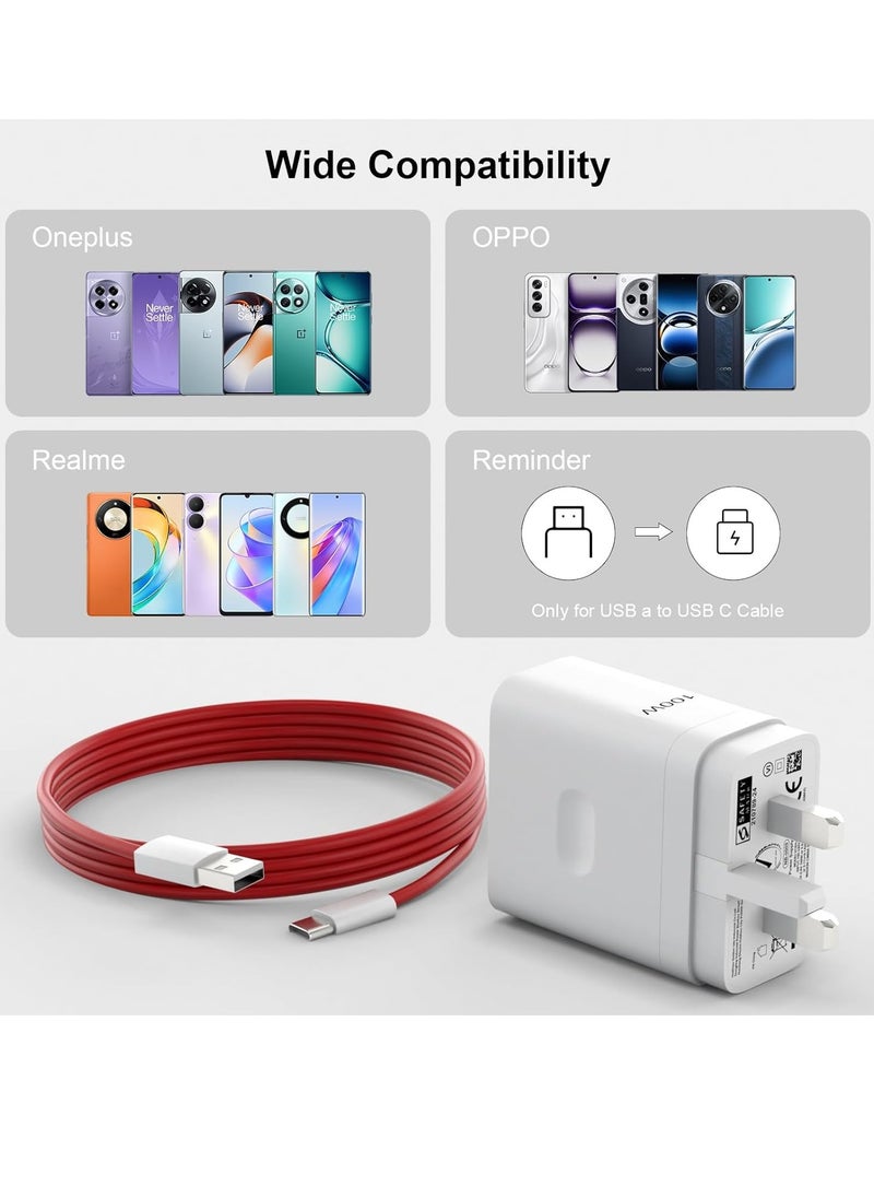 بيوينتي - 100W for Oneplus 13 13R 12 12R 11 10 10T 9 9Pro 8 8Pro Charger, Supervooc Warp Charger 80W 65W 30W for Oneplus Nord CE3 8T 8 7T 7 Pro Open Nord 2T CE 3 2 Lite N30 N20 N10 9R 6T One Plus Oppo Realme - Image 1