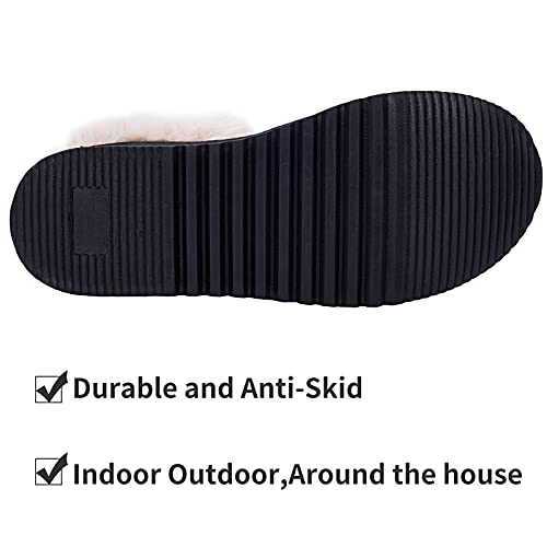 UBXRIN Womens Fuzzy Memory Foam Slippers Boots Cozy Faux Fur House Shoes Indoor Outdoor Rubber Sole Anti-Skid,Cheetah US7-8 - Image 5