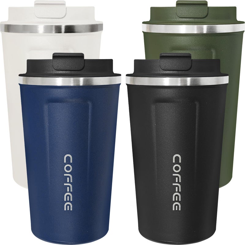 ATZNZIK 4 Pack Travel Coffee Mug 17oz Insulated Coffee Cup with Lid Reusable Thermal Coffee Cup Stainless Steel Coffee Tumbler to Keep Hot Cold Drinks for Car Daily Travel and Gifts Multicolor - Image 2