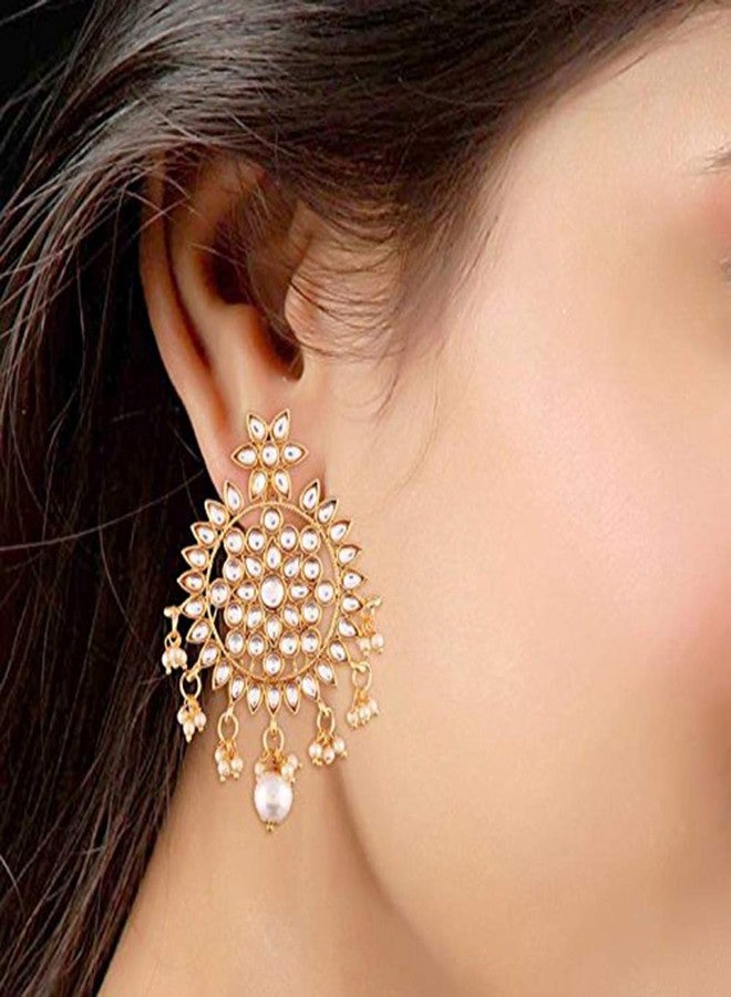 Aheli Ethnic Faux Kundan Drop Pearl Beads Dangle Earrings Maang Tikka Set Bollyood Wedding Party Fashion Jewelry Gift for Women (Drop Pearls White) - Image 2