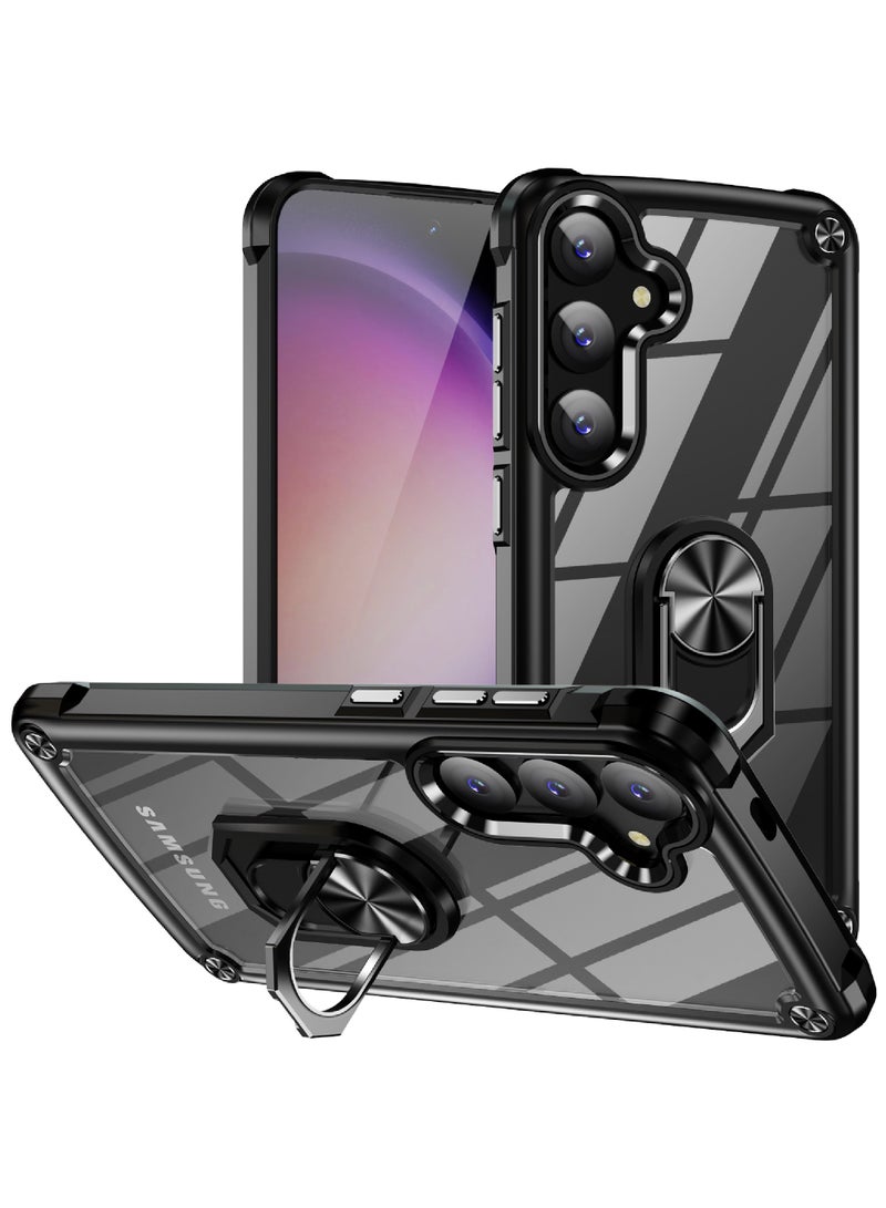 Rock Pow Heavy Duty Acrylic Protective Case with Magnetic Kickstand for Samsung Galaxy S24 PLUS - BLACK - Image 1