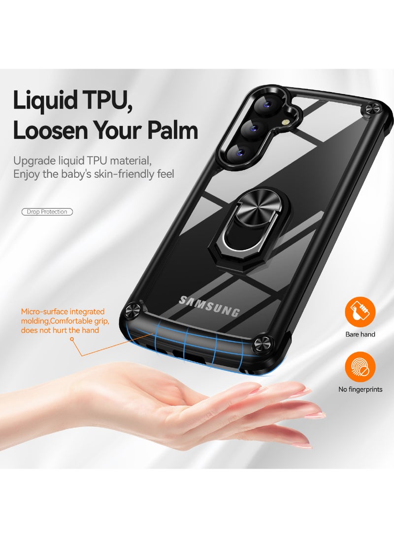 Rock Pow Heavy Duty Acrylic Protective Case with Magnetic Kickstand for Samsung Galaxy S24 PLUS - BLACK - Image 3