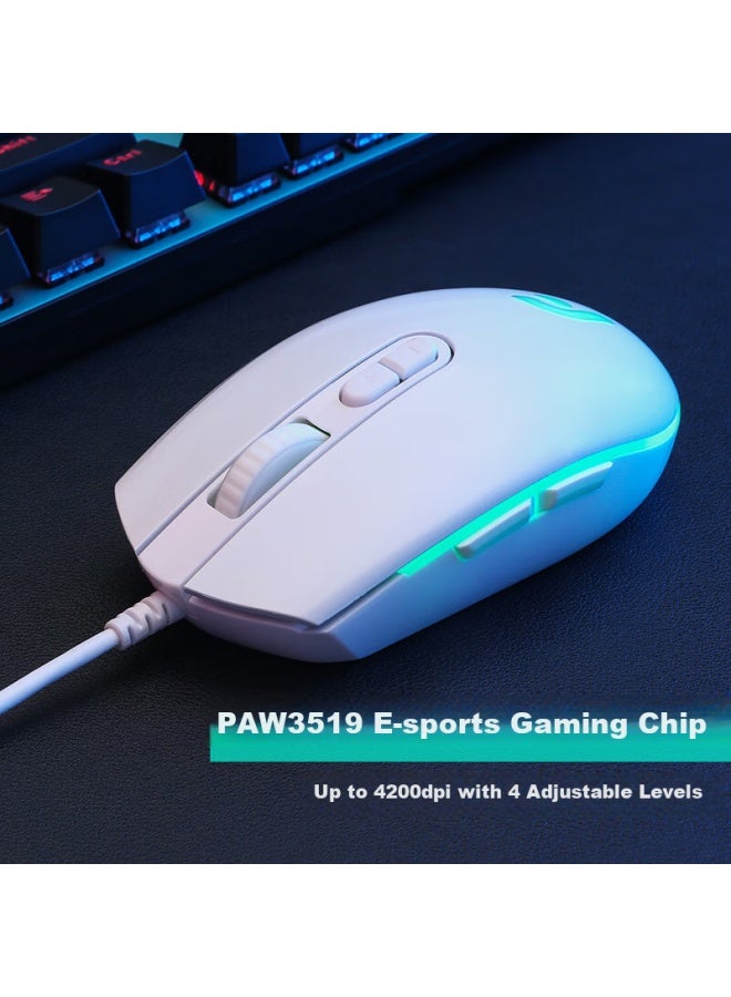Dearmo F17s Wired Gaming Mouse, Mechanical Mouse, E-sports Rgb Mouse, Macro-definable Mouse, Laptop Mouse, Extreme Black, 4200dpi - Image 2