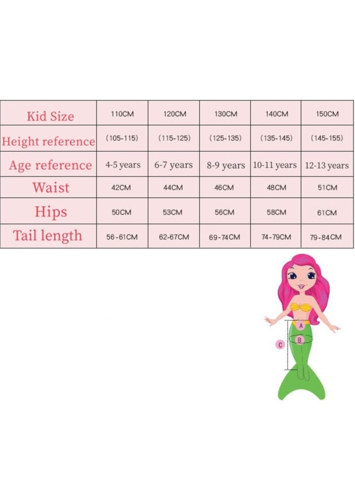 AUTOYSUR Mermaid Tail Sets Mermaid Costume Girls Swimwear Mermaid Tail Swimwear,Bikini Sets,Mermaid Costume Swimsuits for Kids - Image 5